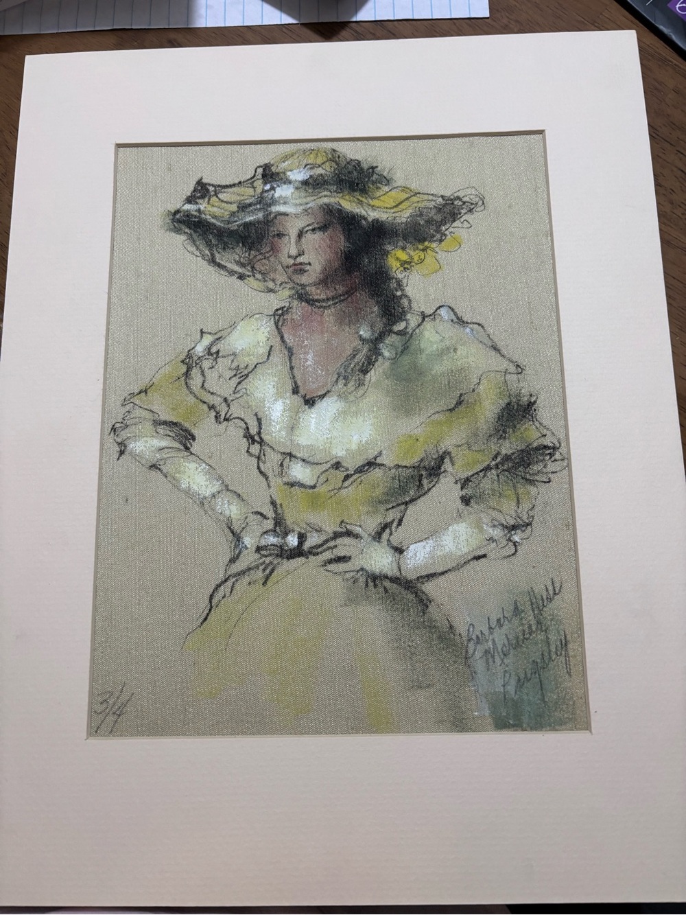 Barbara Hess Pugsley Signed Mixed Media Textile Art Portrait 3/4 Michigan